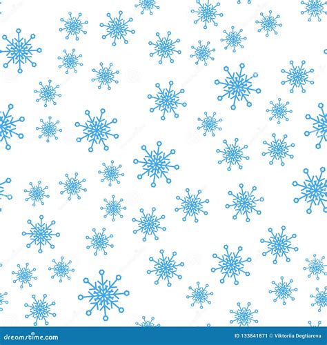 Seamless Pattern Of Winter Snowflakes Vector Background Stock Vector