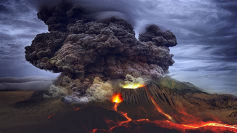 Download 1600x900 Wallpaper Eruption Volcano Clouds
