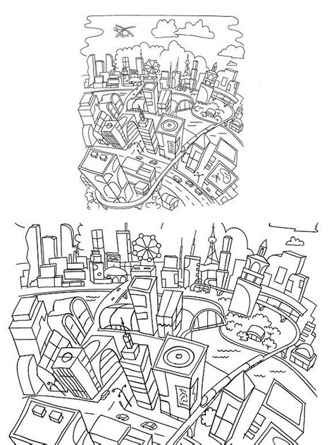 Line Draw Futuristic City Line Drawing Futuristic City Cyberpunk City