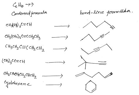 write condensed and bond line structural formulae for all the possible isomers of molecular