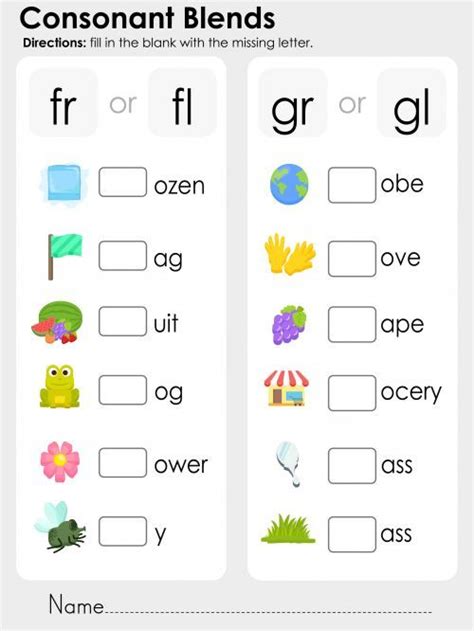 Our phonics blends worksheets will take kids from reading beginner to blending master! Consonant Blends - fr, fl, gr, gl | Blends worksheets ...