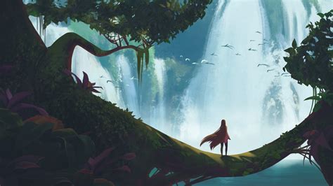 Girl Waterfall Fantasy Art Hd Artist 4k Wallpapers Images
