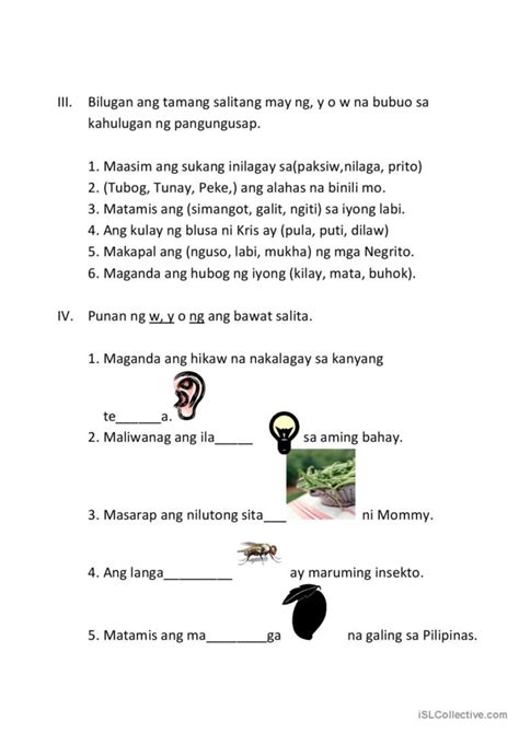 Filipino Worksheets Basic Vocabula English Esl Worksheets Pdf And Doc