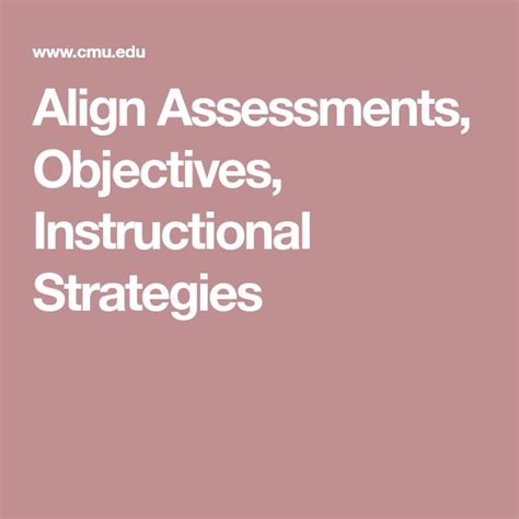 Align Assessments Objectives Instructional Strategies Instructional