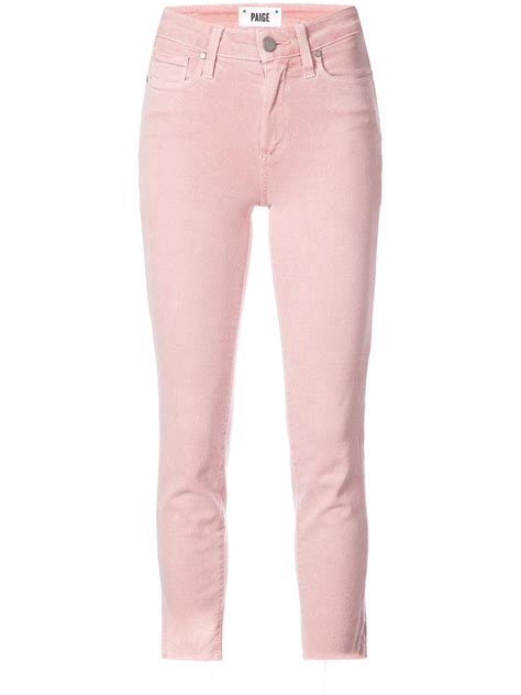 Lyst Paige Cropped Jeans In Pink