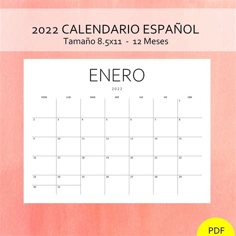 Nuevo Calendario Imprimible 2022 Calendario Desplegable Etsy Mobile