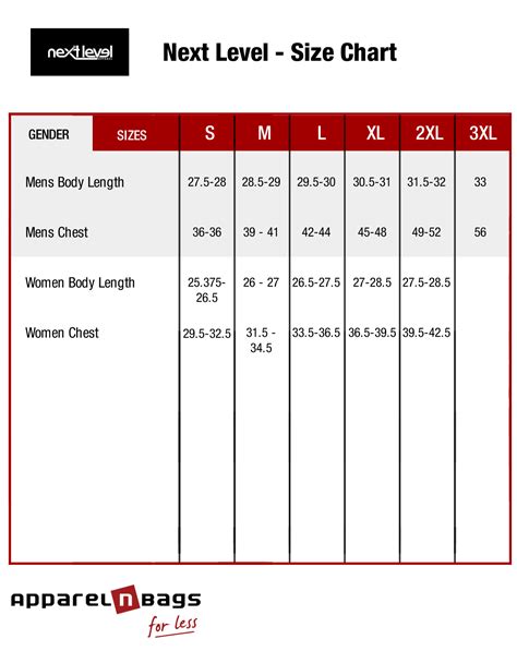 Next Level Apparel Size Chart Next Level Fit Guide