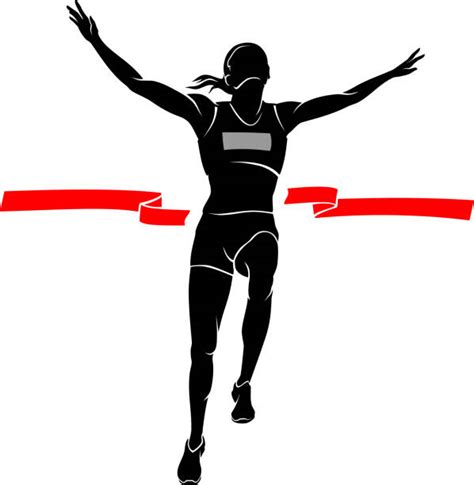 Winner Runner Crossing Finish Line Sports Champion Vector Concept By
