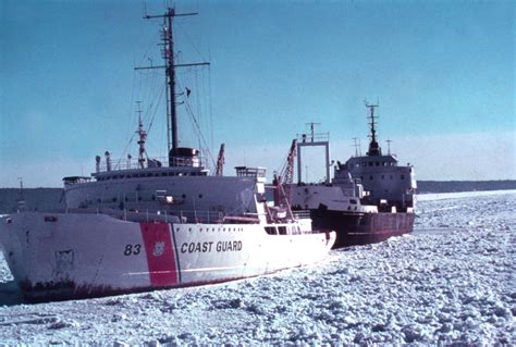 Great Lakes Ice Coast Guard Cutter Towing Ship Through Ice Noaa