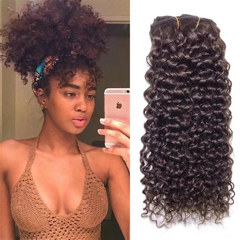 Viviabella Clip In Kinky Curly Hair Extensions African American Afro 90g 12 Lengh Dark Brown
