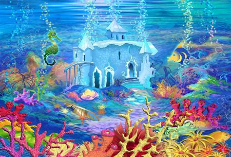 Little Mermaid Under Sea Photo Backdrop Caslte Corals Princess Birthday Party Photography