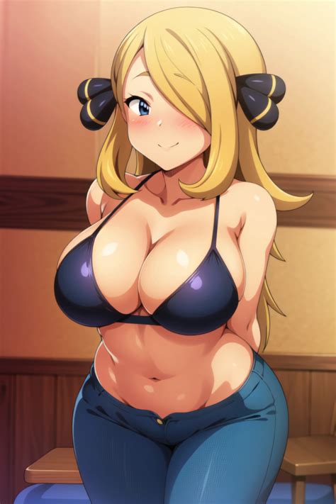 Rule 34 Ai Generated Arms Behind Back Big Breasts Black Bra Blonde Hair Blue Eyes Blue Jeans