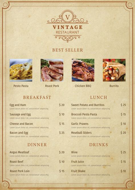 menu card templates   word psd  eps