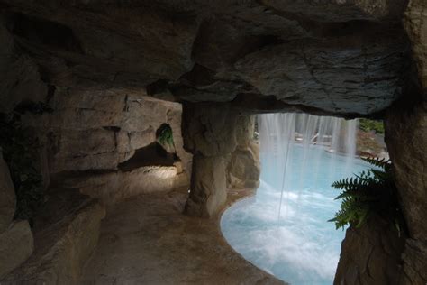 Cave Grotto Enclosed Slide With Waterfalls Tropical