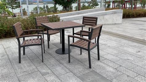 Commercial Furniture Restaurant Outdoor Dining Table Set Modern Plastic