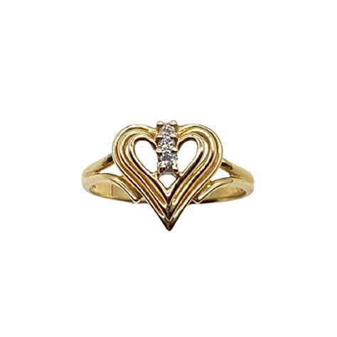 14k Yellow Gold Open Heart Diamond Ring Your Perfect Ts