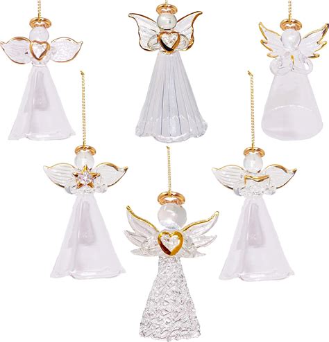 4es Novelty Glass Angel Ornaments For Christmas Tree Set