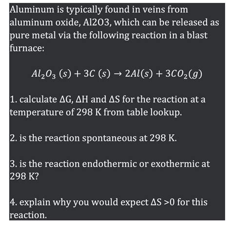 Solved Aluminum Is Typically Found In Veins From Aluminum Chegg