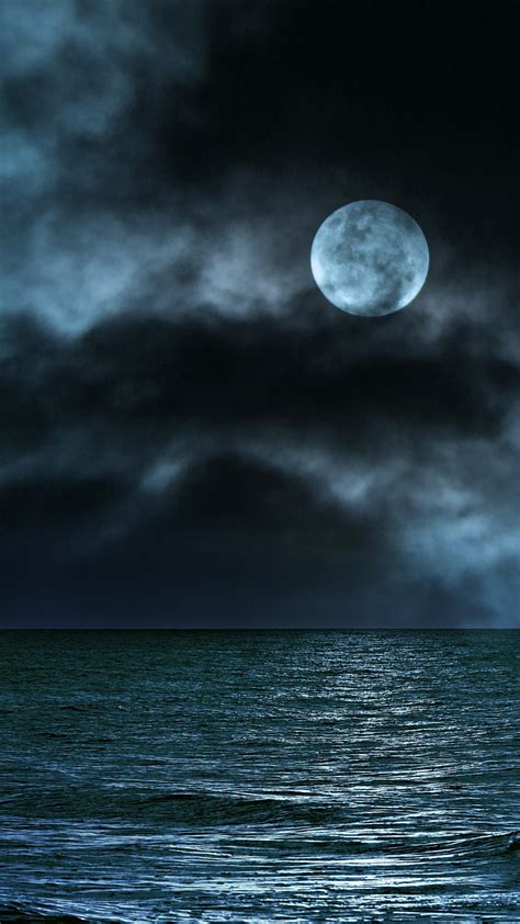 Moon Wallpaper 4k Seascape Night Clouds Ocean