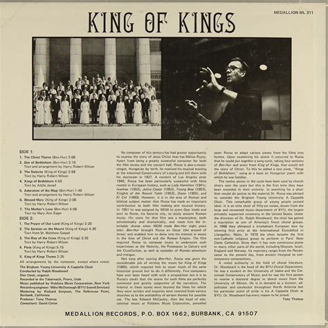 Rózsa Miklós King Of Kings Soundtrack Score Musical Rockpop And