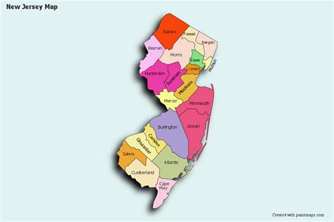 Aparato Templado Salida Mapa De Nueva Jersey Con Nombres Pedicab Nueva
