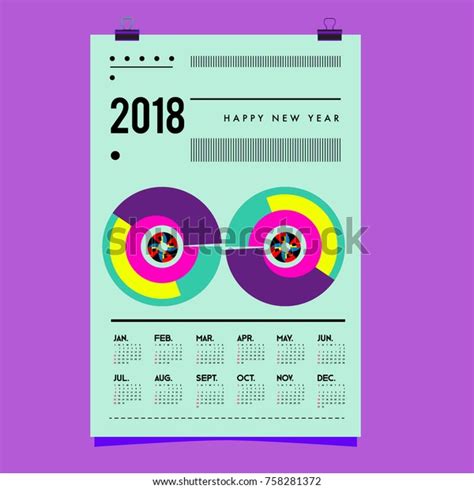 Set Wall Calendar 2018 Template Design Stock Vector Royalty Free