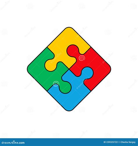 Puzzle Icon Four Colored Puzzle Pieces Stock Vector Illustration Of