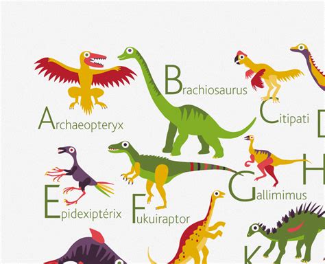 English Dinosaurs Alphabet Poster Pukaca Celtic Animal Initials