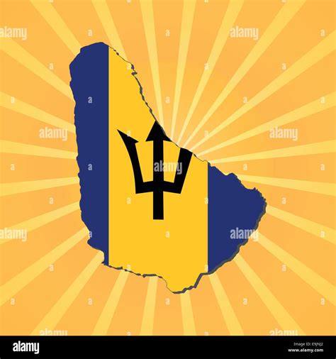 Mapa de Barbados bandera en sunburst ilustración Imagen Vector de stock Alamy