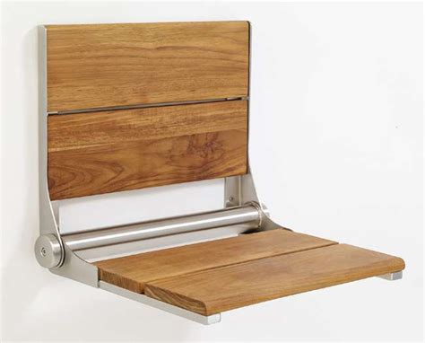 Life Line Natural Teak Wood Fold Down Shower Seat Grab Bar Specialists