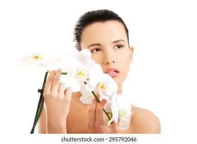 Naked Woman White Orchid Twig Stock Photo Shutterstock