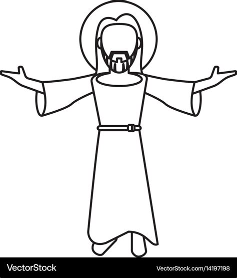 Jesus Christ Blessed Faith Outline Royalty Free Vector Image