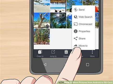 You can do this using your android's built in settings, or you can use a free app called es file explorer. 3 Ways to Move Pictures from Android to SD Card - wikiHow