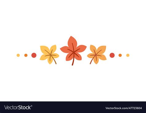 Autumn Leaves Text Divider Separator Border Vector Image