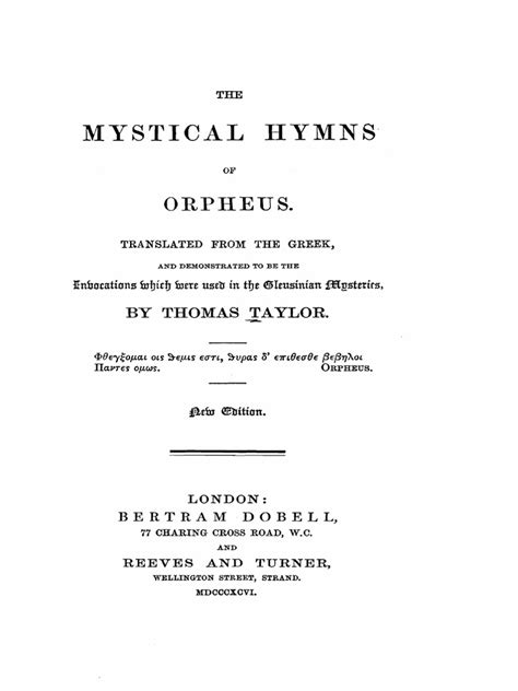 The Mystical Hymns Of Orpheus Pdf Orpheus Plato