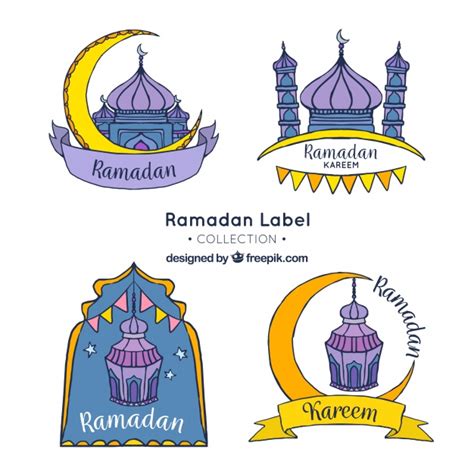 Set Of Ramadan Hand Drawn Kareem Stickers Vector Free Download