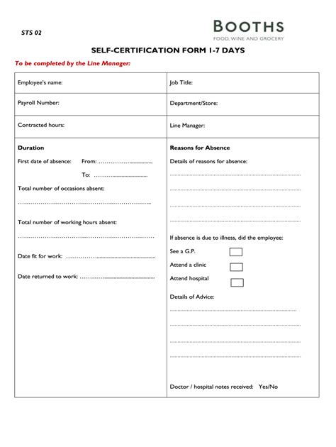 Self Certification Form Template Fill Out And Sign Printable Pdf