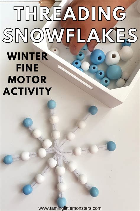 Threading Snowflakes Easy Winter Fine Motor Activity Taming Little