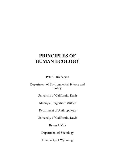 Principles Of Human Ecology Pdf Ecology Evolution