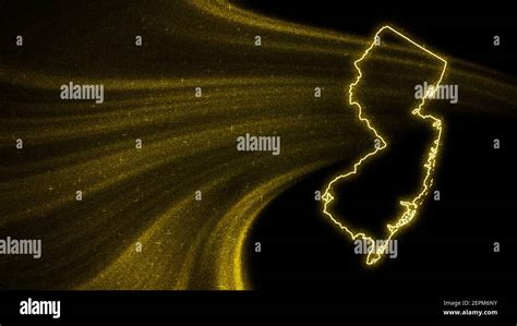 Mapa De Nueva Jersey Gold Glitter Mapa Sobre Fondo Oscuro Fotograf A