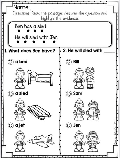 English Reading Comprehension For Early Readers Worksheet For Children