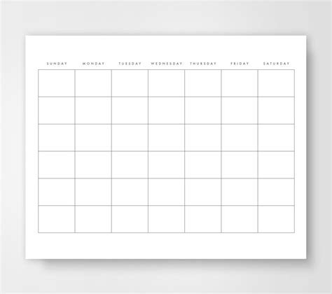 Blank Calendar Calendar Printable Simple Calendar Journal Etsy