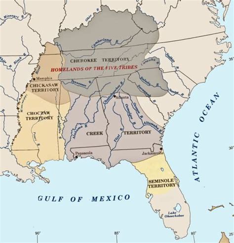 The Original Territory Of The Five Civilized Tribes That Were Forced