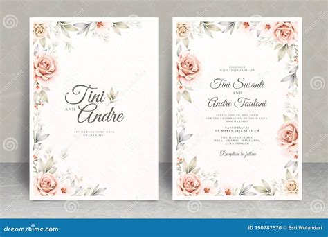 Elegant Wedding Invitation Card Theme With Floral Frame Watercolor