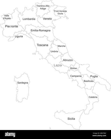 Italy Map Black White