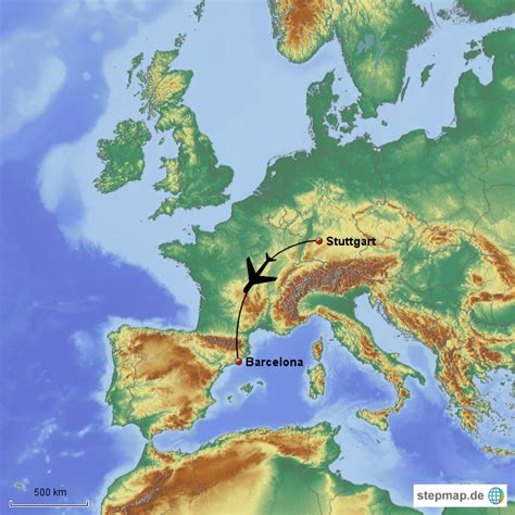 Supporters clubs around the world. StepMap - Stuttgart - Barcelona - Landkarte für Deutschland