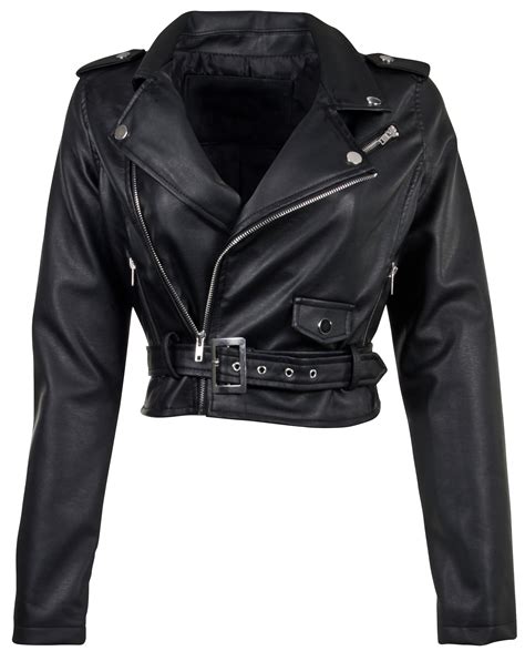 Womens Juniors Fashionable Cropped Faux Leather Moto Biker Jacket Ebay