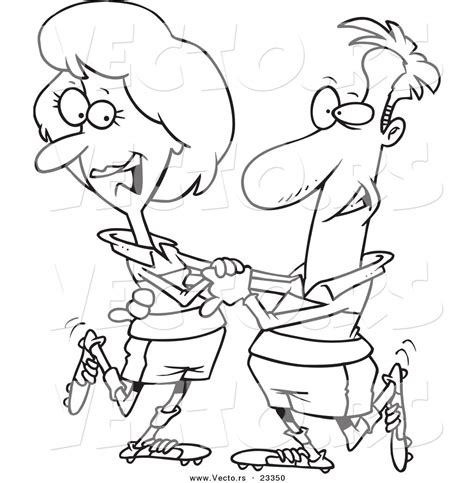 Cartoon Vector Of Cartoon Soccer Couple Dancing Coloring
