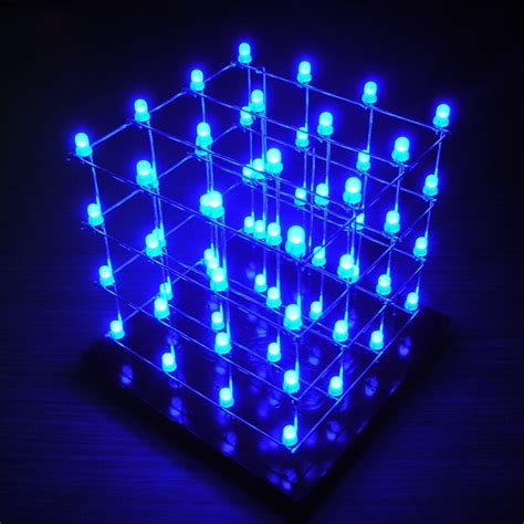 3d чудо куб 8x8x8 led / мега diy набор! DIY LED Cube 4x4x4 Blue (Shield)