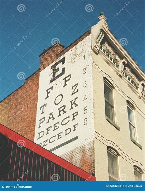 Eye Chart On Brick Building In Kingston New York Editorial Photo